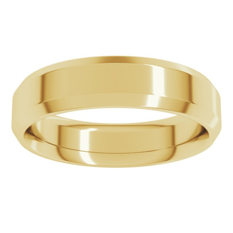 14K Yellow Gold 5 mm Beveled-Edge Comfort-Fit Flat Band Size 15