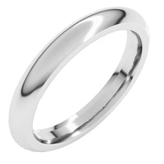 10K White Gold 3 mm Comfort-Fit Half Round Band Size 7