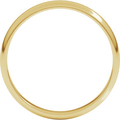 10K Yellow Gold 3 mm Lightweight Half Round Band Size 6.5