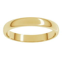 10K Yellow Gold 3 mm Lightweight Half Round Band Size 6.5