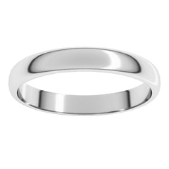 14K White Gold 3 mm Lightweight Half Round Band Size 7