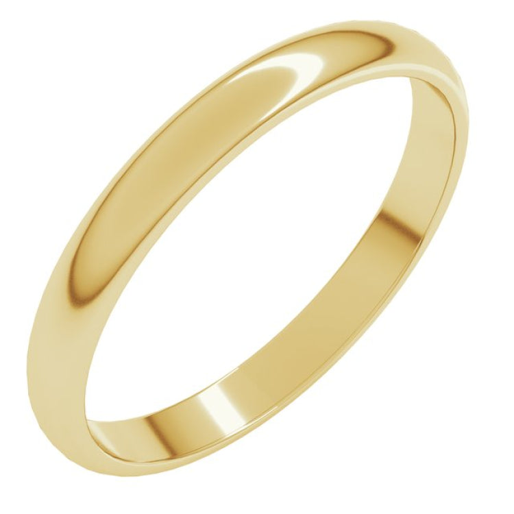10K Yellow Gold 2.5 mm Lightweight Half Round Band Size 10