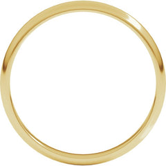 14K Yellow Gold 2.5 mm Lightweight Half Round Band Size 8.5