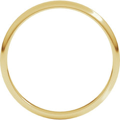 14K Yellow Gold 2 mm Lightweight Half Round Band Size 8