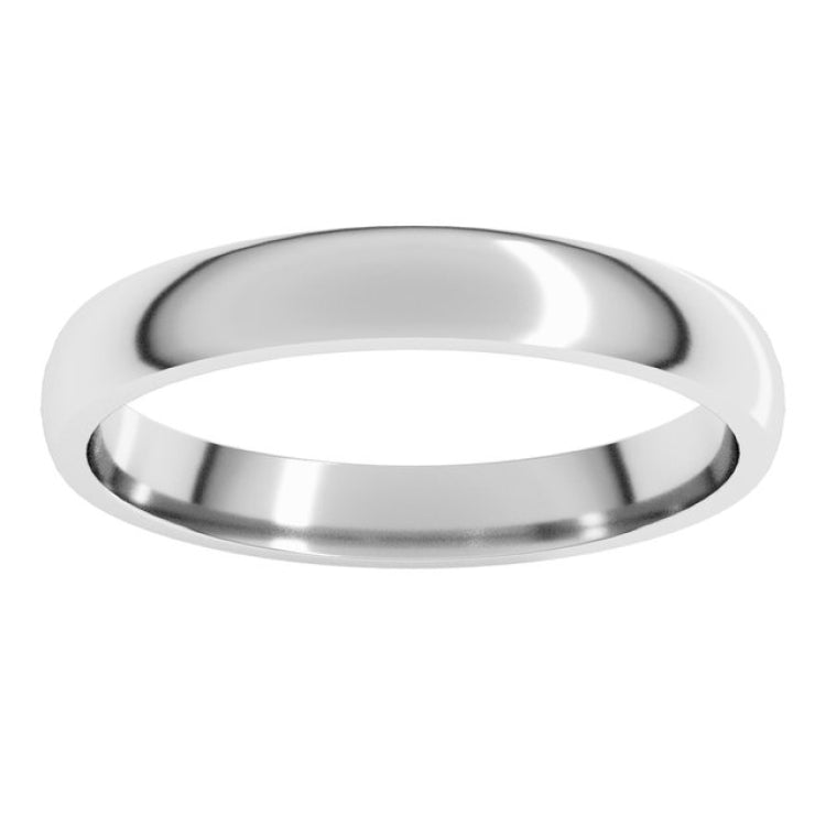 Platinum 3 mm Lightweight Comfort-Fit Half Round Band Size 7.5