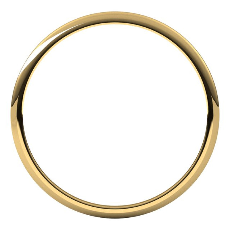 14K Yellow Gold 1 mm Lightweight Half Round Band Size 10