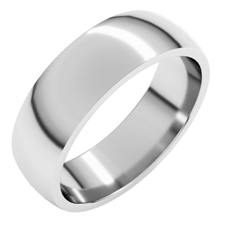 10K White Gold 6 mm Lightweight Comfort-Fit Half Round Band Size 15.5