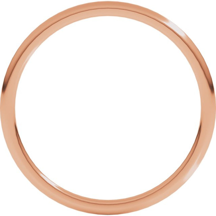 14K Rose Gold 1 mm Lightweight Comfort-Fit Half Round Band Size 5