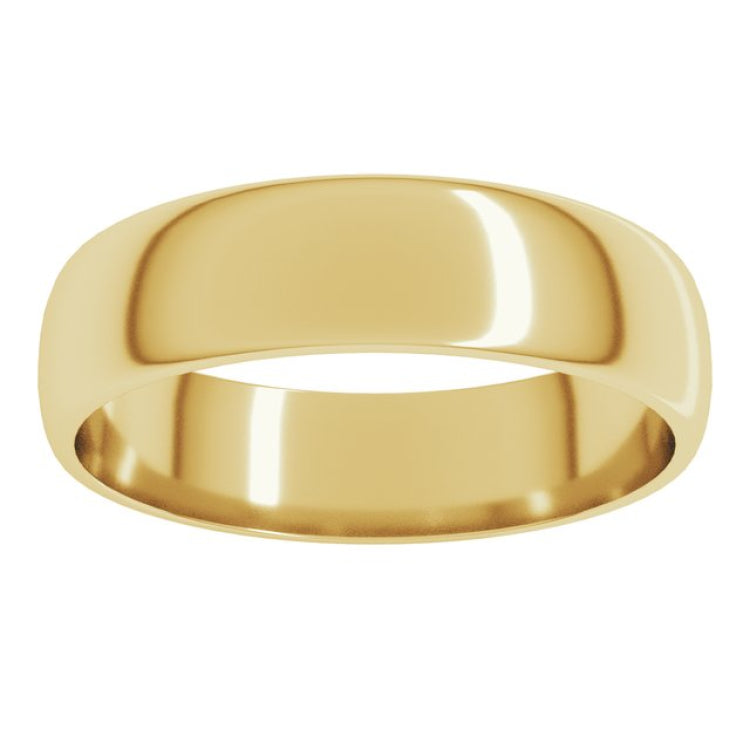 14K Yellow Gold 5 mm Lightweight Half Round Band Size 6.5