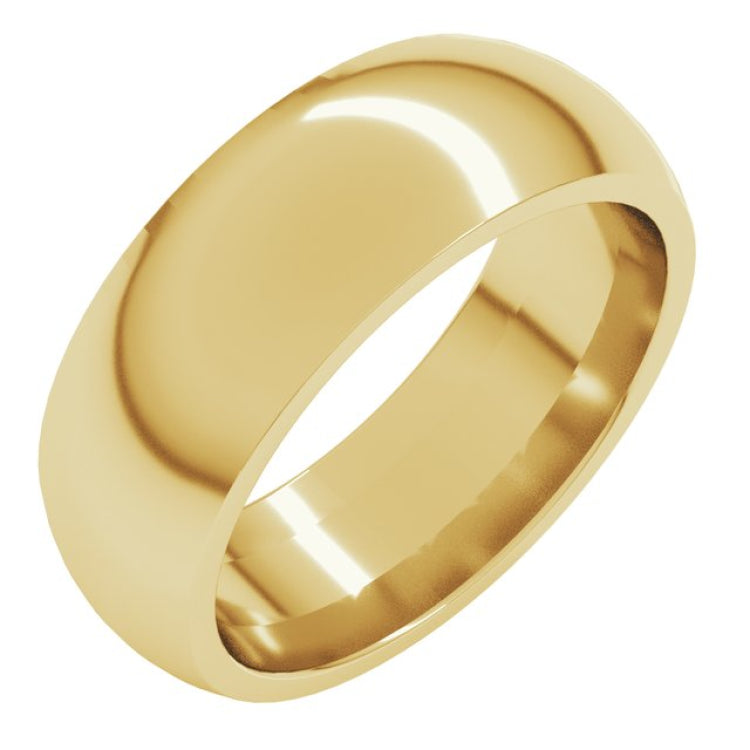 14K Yellow Gold 7 mm Comfort-Fit Half Round Band Size 8.5