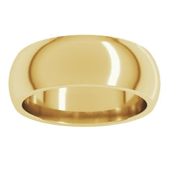 14K Yellow Gold 7 mm Comfort-Fit Half Round Band Size 8.5