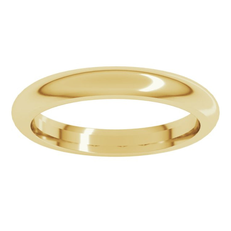 18K Yellow Gold 3 mm Comfort-Fit Half Round Band Size 8.5