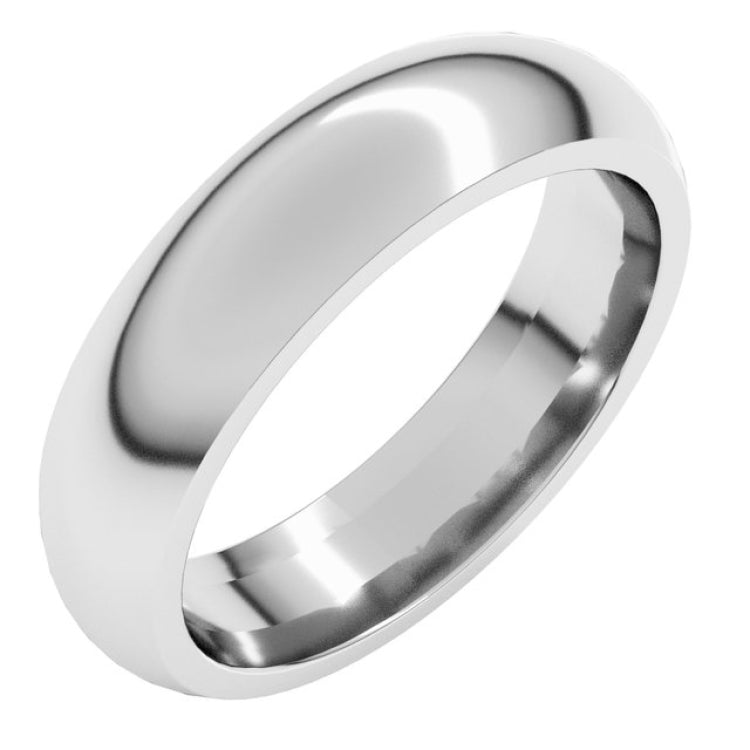 14K White Gold 5 mm Comfort-Fit Half Round Band Size 8.5
