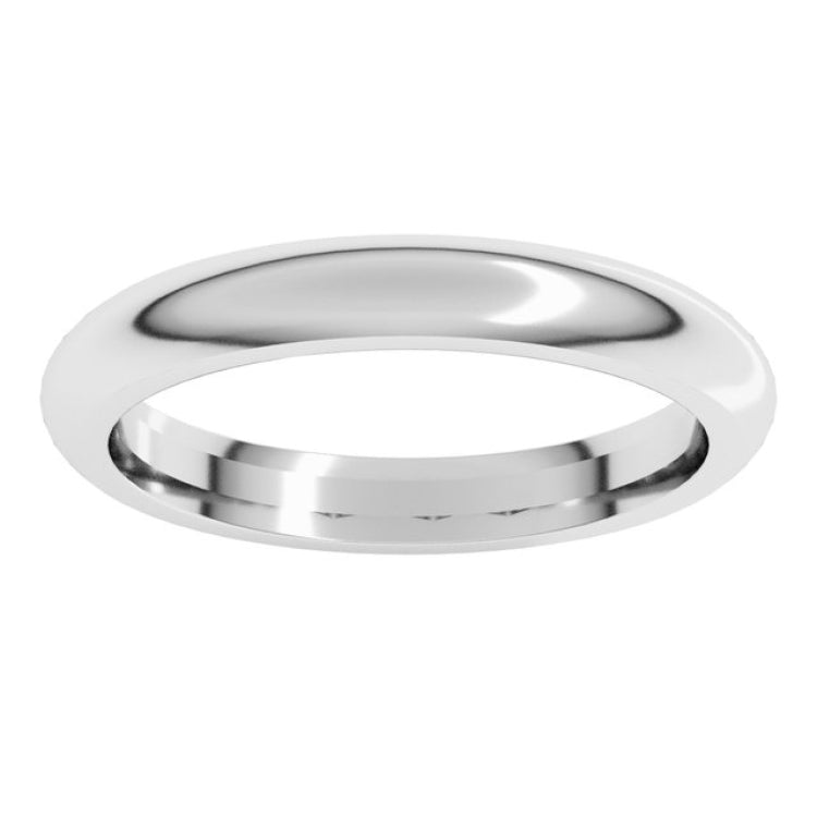 Platinum 3 mm Comfort-Fit Half Round Band Size 6.5