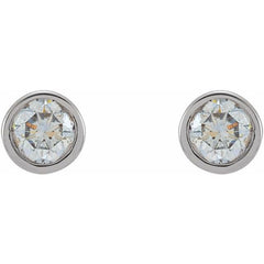 14K White Gold 1/8 CTW Natural Diamond Micro Bezel-Set Earrings