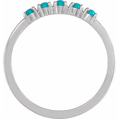 Sterling Silver Natural Turquoise Cabochon Stackable Ring