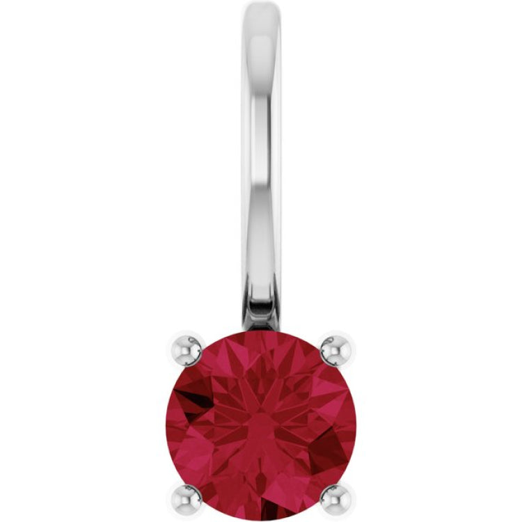 Sterling Silver Imitation Ruby Solitaire Charm/Pendant