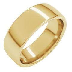 14K Yellow Gold 7 mm Comfort-Fit European-Style Band Size 10.5