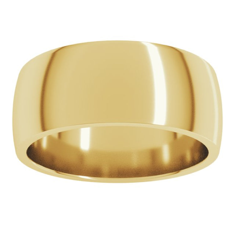 14K Yellow Gold 8 mm Lightweight Comfort-Fit Half Round Band Size 8.5
