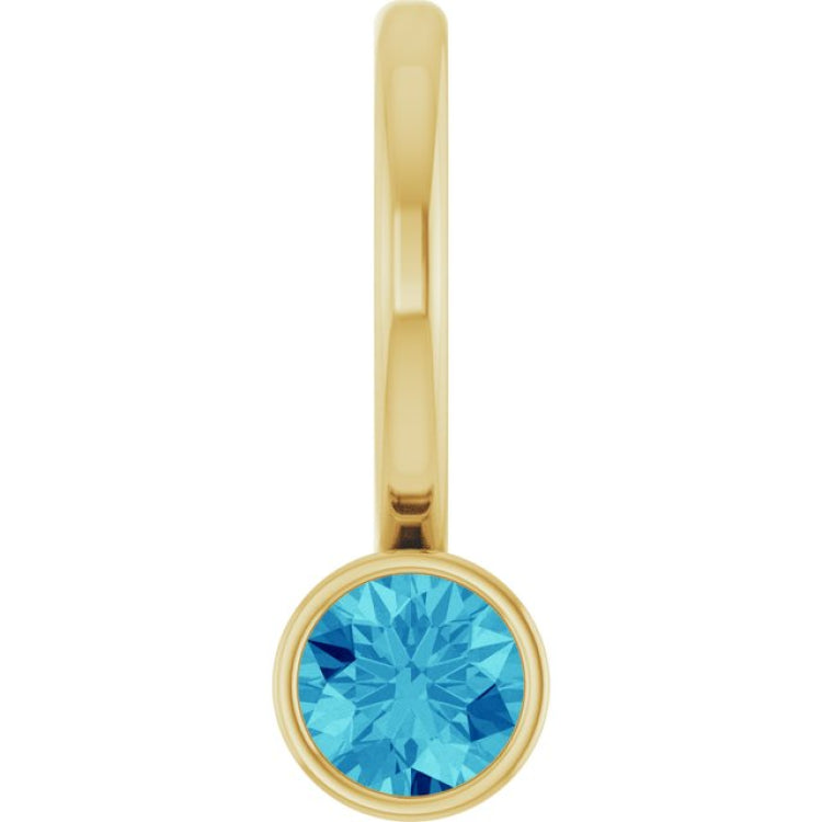 14K Yellow Gold Natural Blue Zircon Charm/Pendant