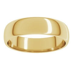 14K Yellow Gold 5 mm Lightweight Half Round Band Size 5