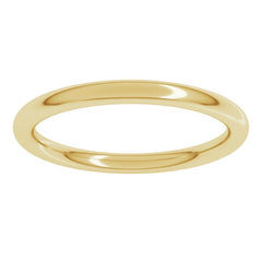 10K Yellow Gold 2 mm Comfort-Fit Full Round Band Size 8