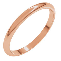 14K Rose Gold 2 mm Half Round Band Size 5