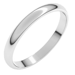 14K White Gold 2.5 mm Lightweight Half Round Band Size 5