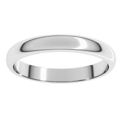 14K White Gold 3 mm Half Round Band Size 12