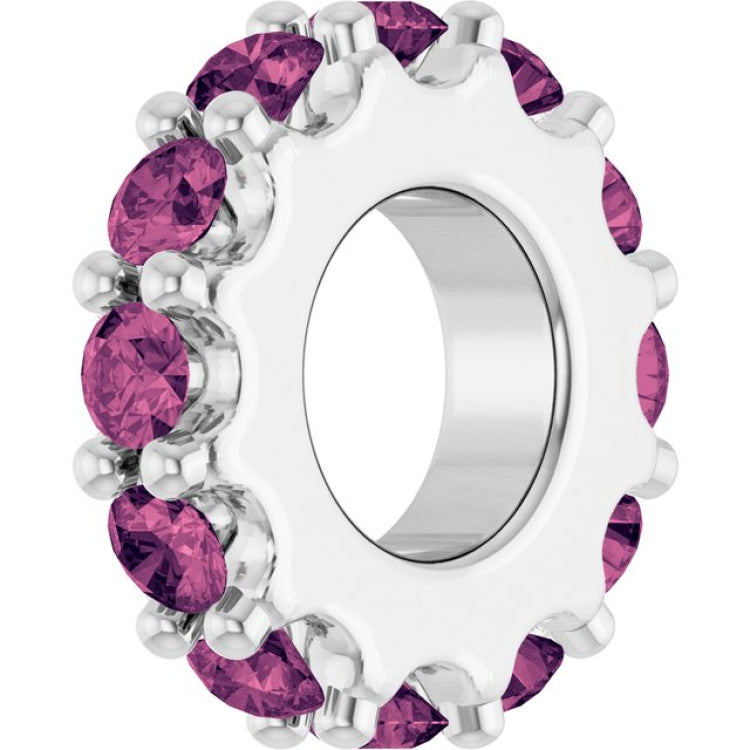 Sterling Silver Natural Pink Tourmaline Spacer Charm/Pendant