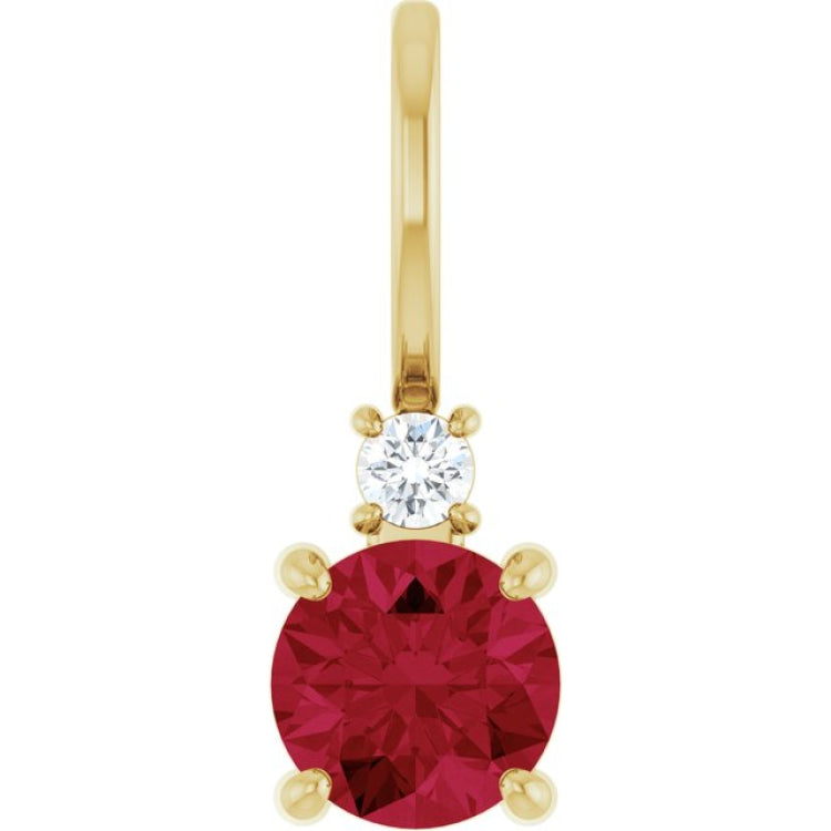 14K Yellow Gold Natural Ruby & .03 CT Natural Diamond Charm/Pendant