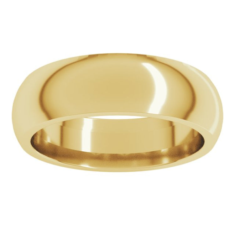 10K Yellow Gold 6.5 mm Comfort-Fit Half Round Band Size 6.5