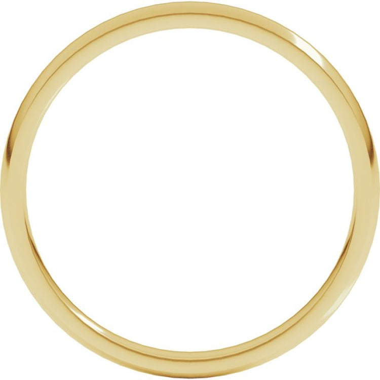 14K Yellow Gold 2 mm Lightweight Comfort-Fit Half Round Band Size 7