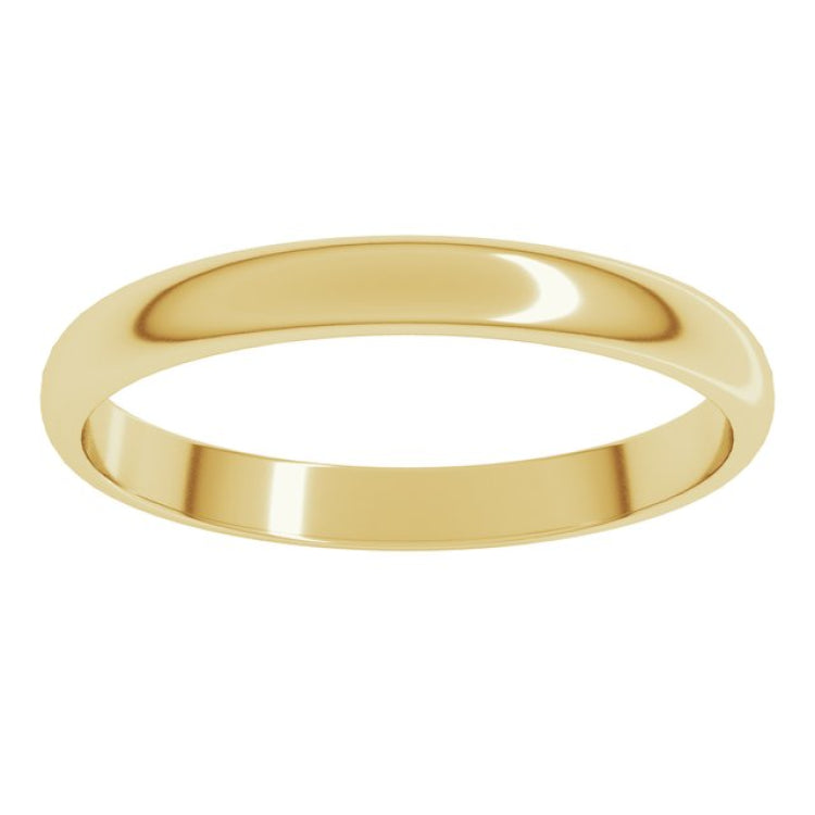 14K Yellow Gold 2.5 mm Lightweight Half Round Band Size 4.5