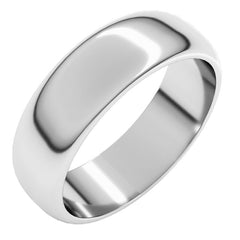 14K White Gold 6 mm Half Round Band Size 7