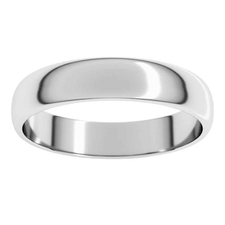 14K White Gold 4 mm Lightweight Half Round Band Size 6.5