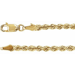 14K Yellow Gold 3 mm Rope 24" Chain