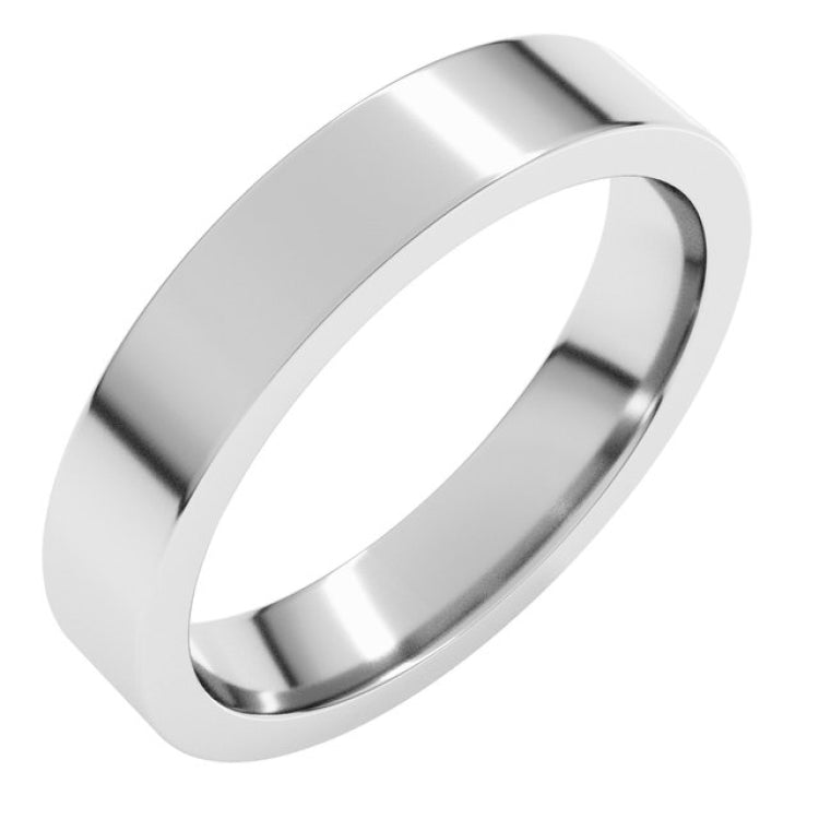 14K White Gold 4 mm Comfort-Fit Flat Band Size 9