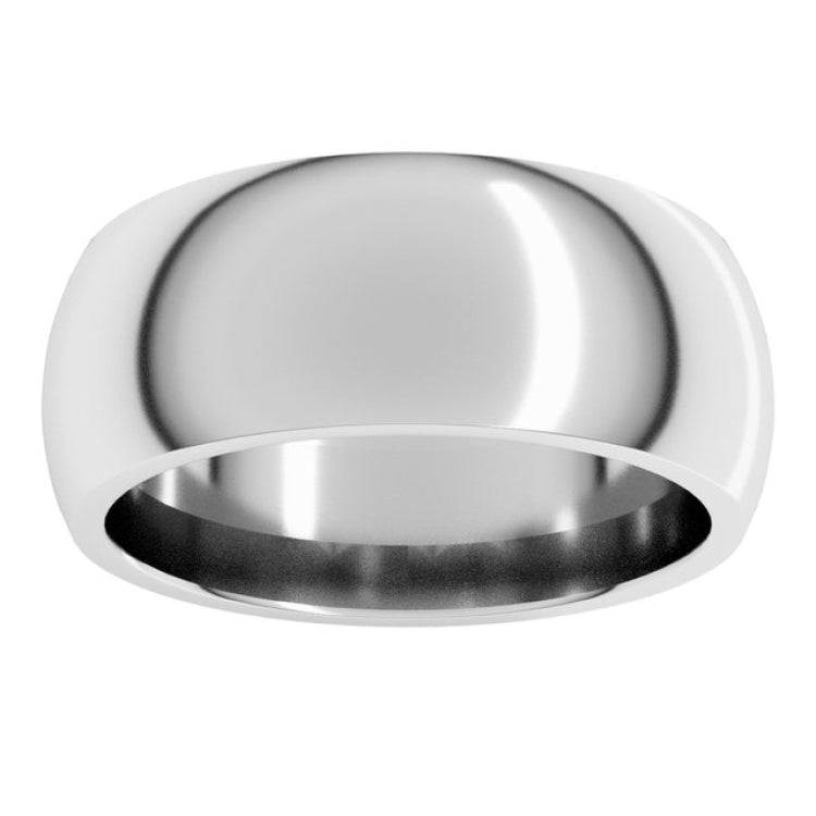 Sterling Silver 8 mm Comfort-Fit Half Round Band Size 11