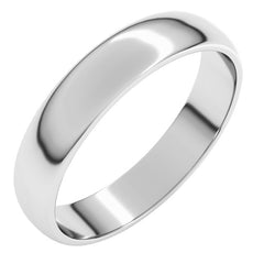18K White Gold 4 mm Lightweight Half Round Band Size 6.5