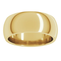 14K Yellow Gold 8 mm Comfort-Fit Half Round Band Size 12.5