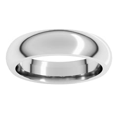 10K White Gold 5 mm Comfort-Fit Half Round Band Size 11.5