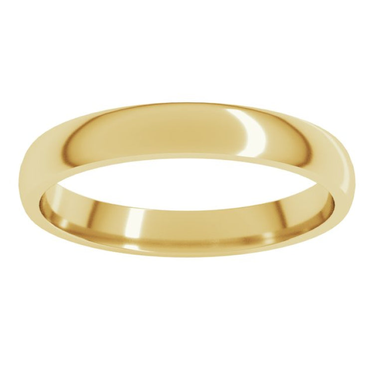 18K Yellow Gold 3 mm Lightweight Comfort-Fit Half Round Band Size 8.5