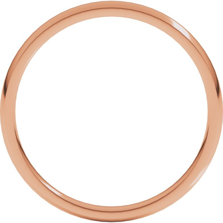 10K Rose Gold 2 mm Lightweight Comfort-Fit Half Round Band Size 6.5