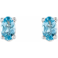 14K White Gold Natural Aquamarine Scroll Setting® Stud Earrings