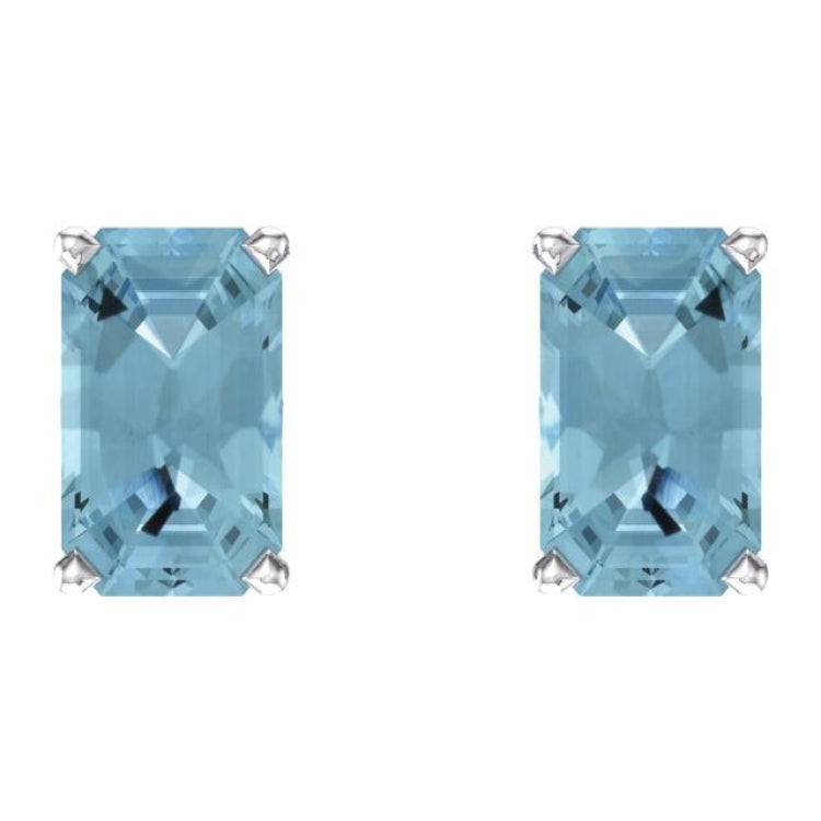 14K White Gold Natural Aquamarine Scroll Setting® Earrings