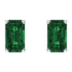 14K White Gold Lab-Grown Emerald Scroll Setting® Earrings