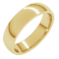 14K Yellow Gold 5 mm Lightweight Comfort-Fit Half Round Band Size 10.5
