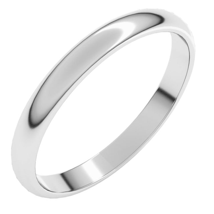 14K White Gold 2.5 mm Lightweight Half Round Band Size 9