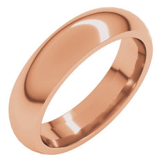 18K Rose Gold 5 mm Comfort-Fit Half Round Band Size 8.5